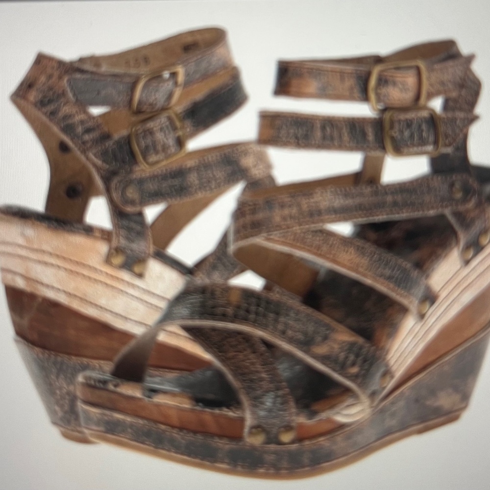 Bed Stu Juliana Wooden Wedge Platform Sandals 9.5 - Picture 13 of 13